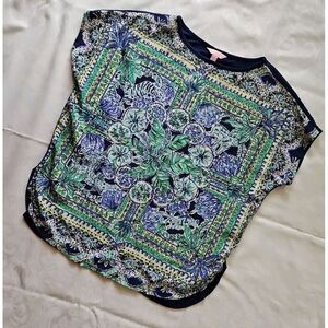 Lilly Pulitzer MARION SILK Blouse Top ESCAPE ANIMALS‎ Monkey Tiger Parrot XS S